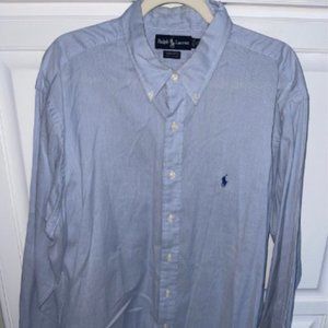 Men’s Polo Ralph Lauren Sky Blue Striped Regent Dress Shirt Size 18-34/35
